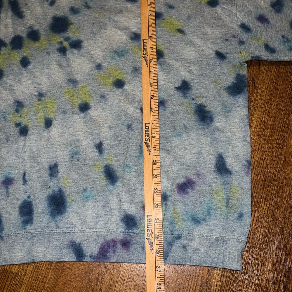 Fruit of the Loom Vintage Gray Colorful Tie-Dye Sweatshirt Cozy Pullover Size L - Picture 12 of 13